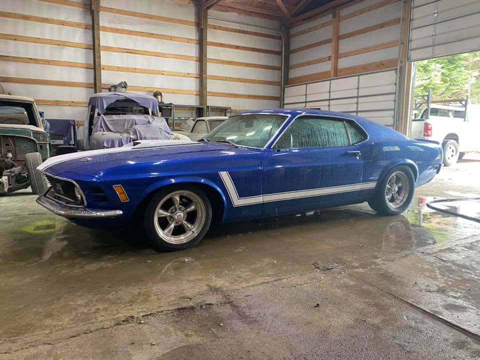 Classic Mustang in the shop for service at Howerton's Custom Creations